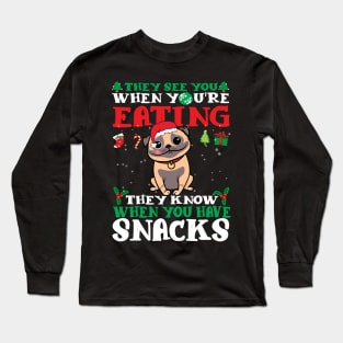 Christmas Dog Eating Snacks Long Sleeve T-Shirt